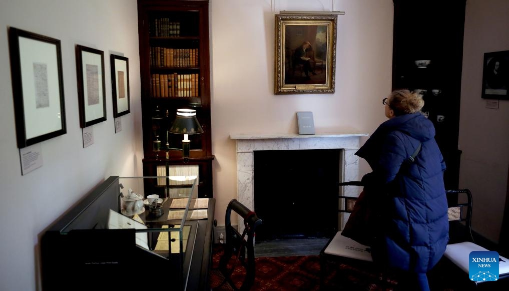 A woman visits Keats House in London, Britain, April 16, 2025. English romantic poet John Keats lived at Keats House from 1818 to 1820, and the house is now a museum dedicated to his life and work. (Photo: Xinhua)