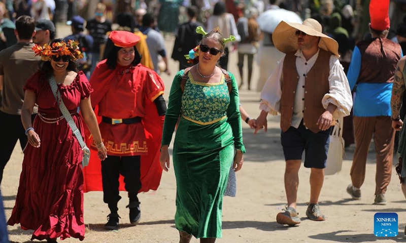 People in costumes participate in the Renaissance Pleasure Faire in Irwindale, Los Angeles County, the United States, on April 20, 2025. (Photo: Xinhua)