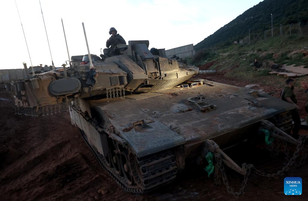 Israeli soldiers take part in a rescue drill near the northern Israeli city of Kiryat Shmona, close to the border with Lebanon, on April 21, 2025. (Photo: Xinhua)