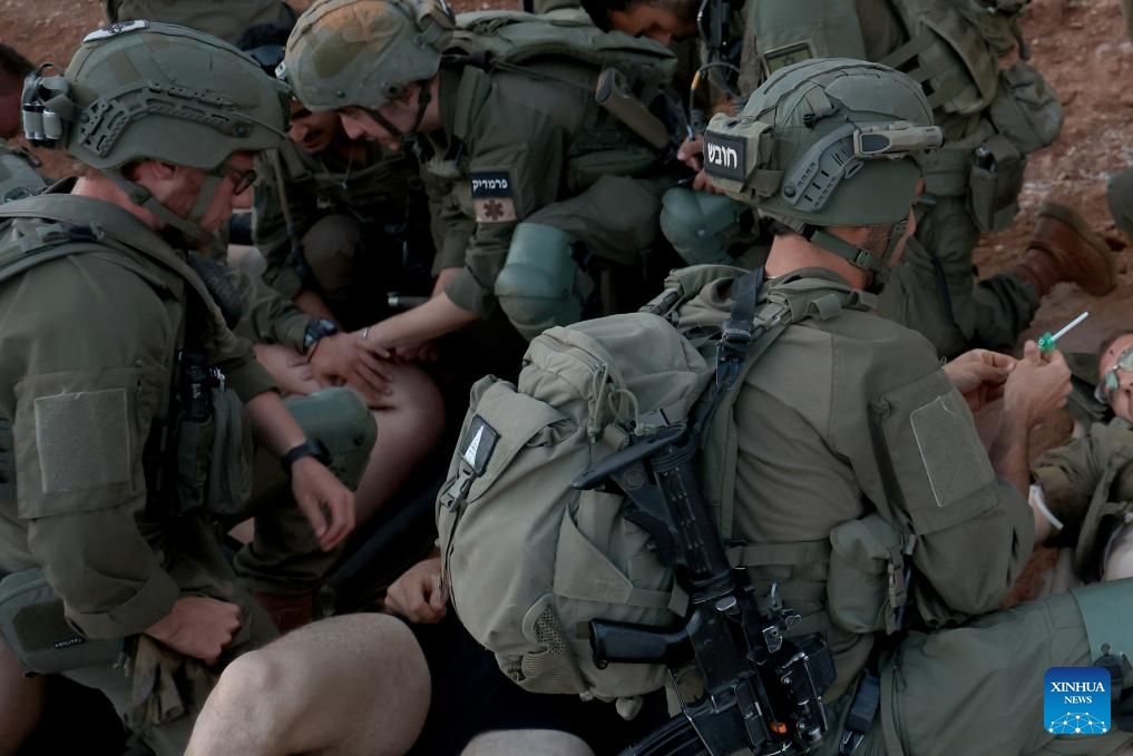 Israeli soldiers take part in a rescue drill near the northern Israeli city of Kiryat Shmona, close to the border with Lebanon, on April 21, 2025. (Photo: Xinhua)