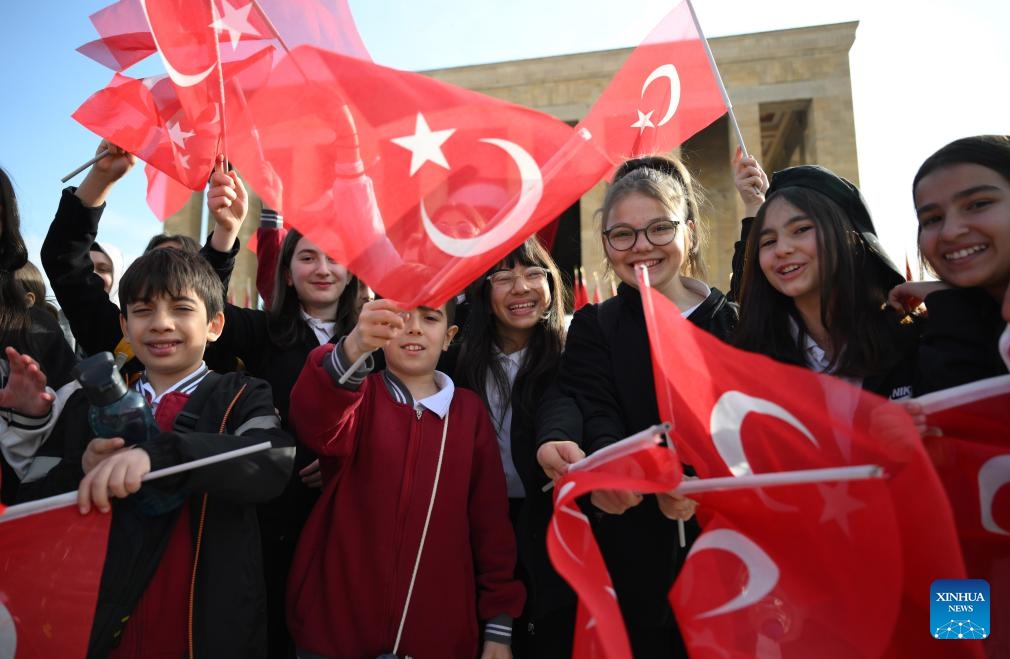 Children visit Anitkabir, the mausoleum of the founder of Turkish Republic Mustafa Kemal Ataturk, to celebrate the National Sovereignty and Children's Day in Ankara, Türkiye, on April 23, 2025. (Photo: Xinhua)