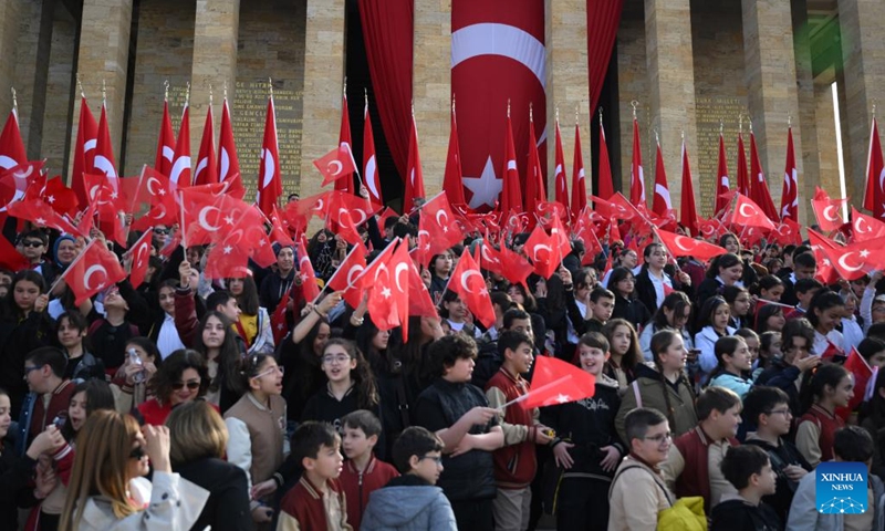 Children visit Anitkabir, the mausoleum of the founder of Turkish Republic Mustafa Kemal Ataturk, to celebrate the National Sovereignty and Children's Day in Ankara, Türkiye, on April 23, 2025. (Photo: Xinhua)