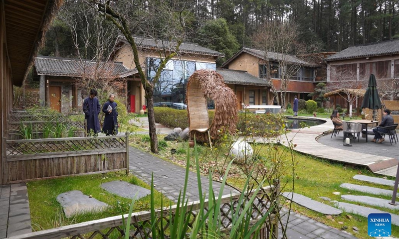 Tourists rest at a Taoism-themed homestay in Yingtan, east China's Jiangxi Province, March 6, 2025. Titled UNESCO Global Geopark, Longhu Mountain of Jiangxi Province is a natural site on World Heritage List and one of the birthplaces of Taoism in China. Taoism, or Daoism, is a 2,000-year-old religion that originated from Laozi's philosophy. Its key doctrines include seeking harmony with the eternal cosmic order known as Dao and cherishing one's life. (Photo: Xinhua)