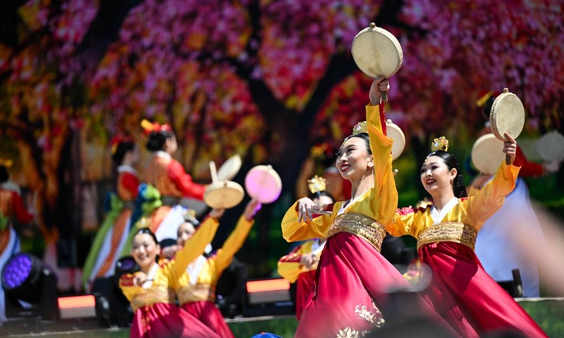 Actresses perform dance during a festival celebrating Kazakhstan's National Unity Day in Almaty, Kazakhstan, on May 1, 2025. Photo: Xinhua