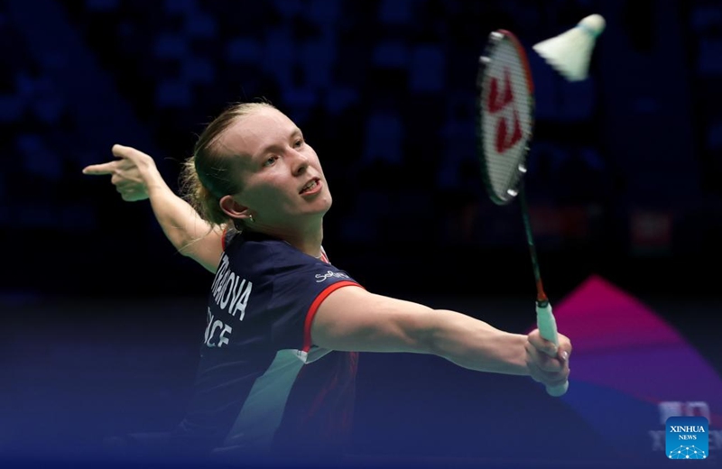 Anna Tatranov of France hits a return during the women's singles match against Tiffany Ho of Australia of the Group C match between France and Australia at BWF Sudirman Cup in Xiamen, southeast China's Fujian Province, May 1, 2025. Photo: Xinhua