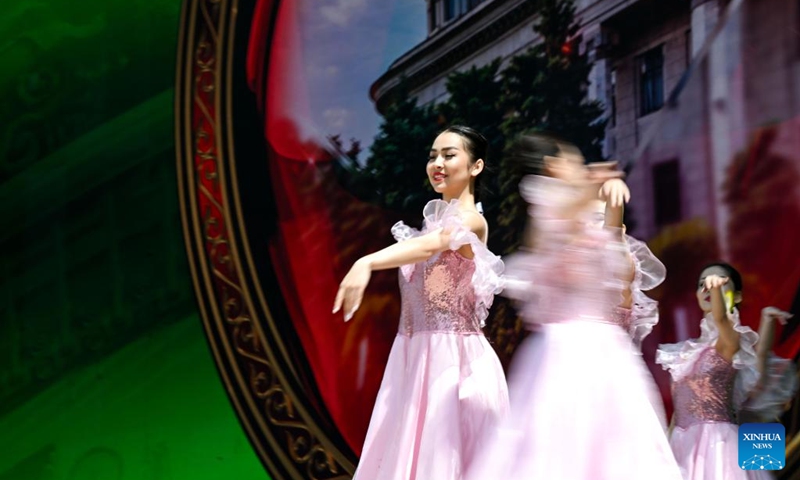 Actresses perform dance during a festival celebrating Kazakhstan's National Unity Day in Almaty, Kazakhstan, on May 1, 2025. Photo: Xinhua