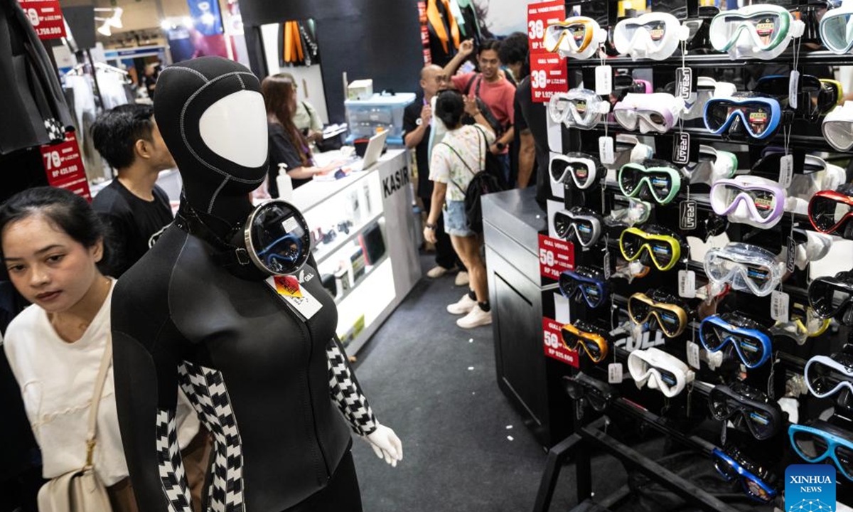 A diving suit is pictured at the Deep and Extreme Indonesia 2025 Exhibition in Jakarta, Indonesia on May 2, 2025. (Xinhua/Veri Sanovri)

