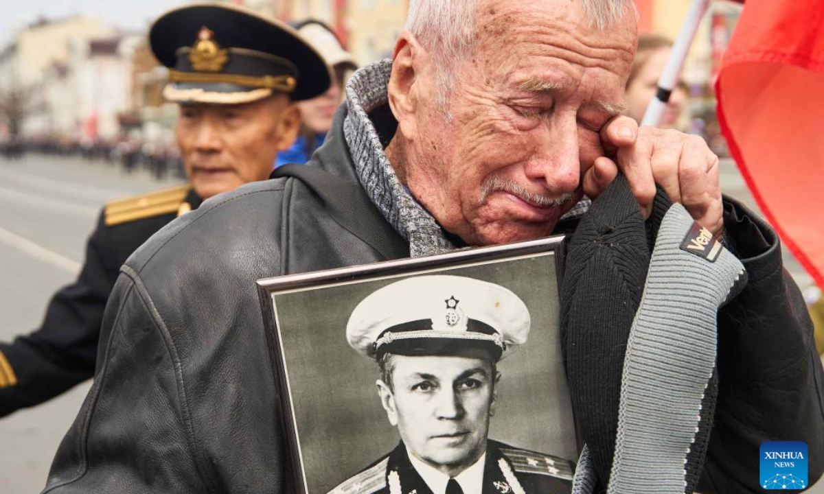 A participant sheds tears during the 