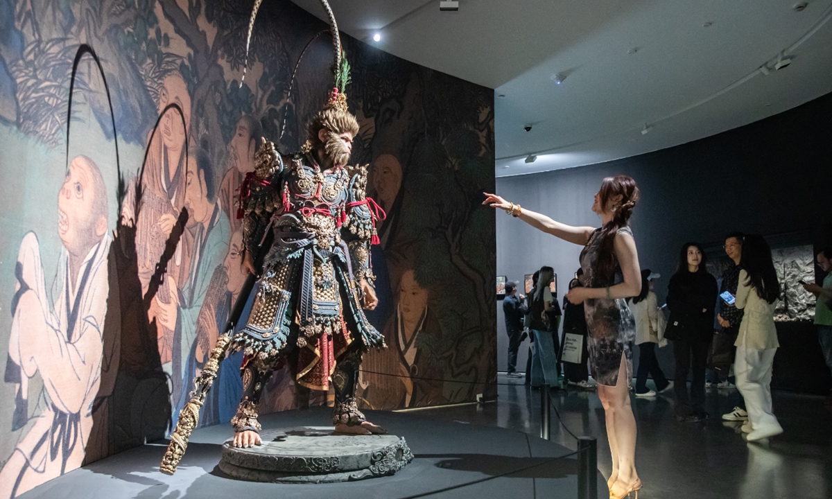 Visitors explore the Black Myth: Wukong Art Exhibition in Hangzhou, East China's Zhejiang Province. Photo: VCG 