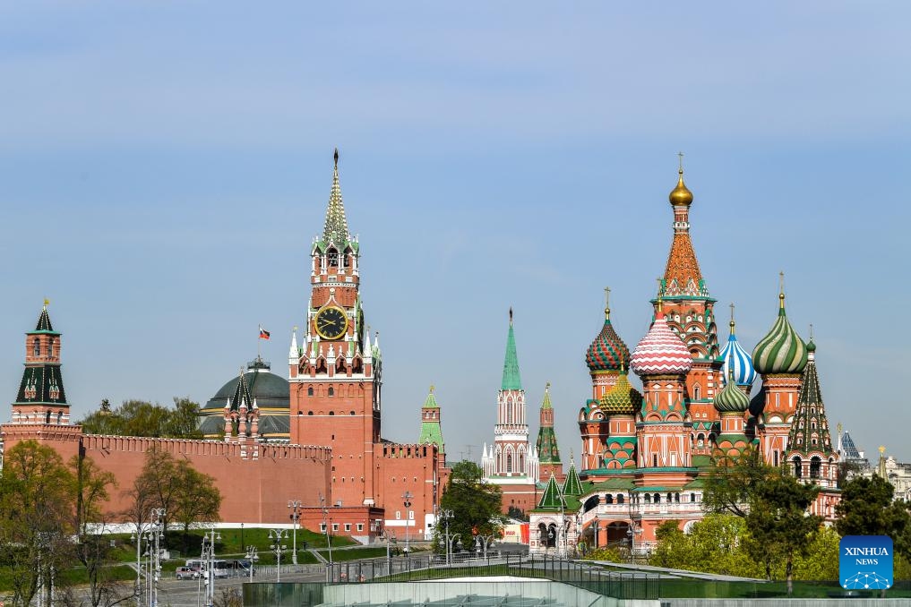 This photo taken on April 21, 2025 shows the Kremlin and the Saint Basil's Cathedral in Moscow, Russia. (Photo: Xinhua)