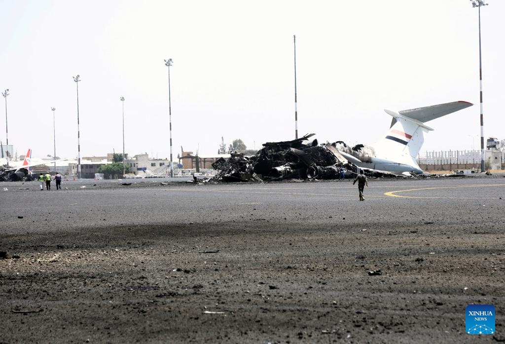 The damaged Sanaa International Airport is pictured after airstrikes in Sanaa, Yemen, on May 7, 2025. (Photo: Xinhua)