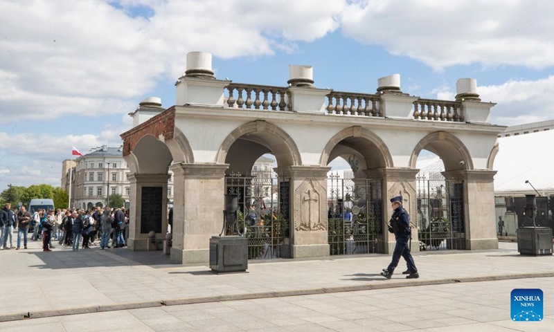 A ceremony commemorating the 80th anniversary of the end of World War II in Europe, known as Victory in Europe Day, is held at the Tomb of the Unknown Soldier in Warsaw, Poland, on May 8, 2025. (Photo: Xinhua)