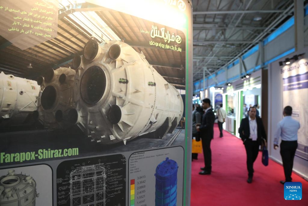 People visit the 29th International Oil, Gas, Refining and Petrochemical Exhibition in Tehran, Iran, on May 8, 2025. The 29th International Oil, Gas, Refining and Petrochemical Exhibition, also known as Iran Oil Show 2025, opened here on Thursday. (Photo: Xinhua)