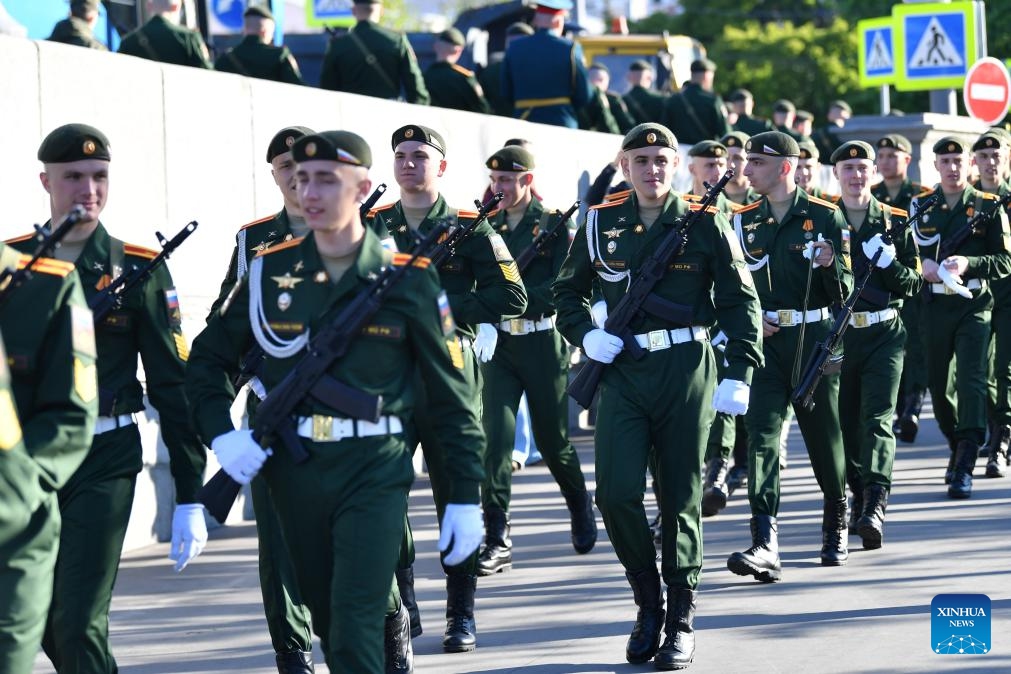 Soldiers are about to attend a military parade marking the 80th anniversary of the victory in the Soviet Union's Great Patriotic War in Moscow, Russia, May 9, 2025. (Photo: Xinhua)