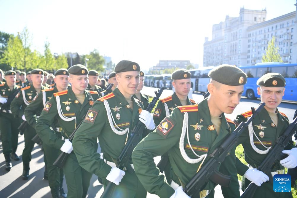Soldiers are about to attend a military parade marking the 80th anniversary of the victory in the Soviet Union's Great Patriotic War in Moscow, Russia, May 9, 2025. (Photo: Xinhua)