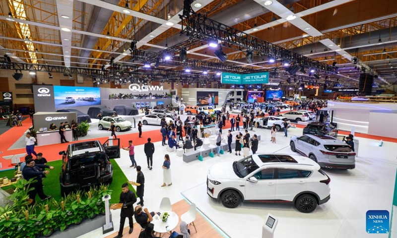 People attend a media preview of the Malaysia Autoshow 2025 in Kuala Lumpur, Malaysia, May 8, 2025. The Malaysia Autoshow 2025 will be held here from May 9 to May 15. (Photo: Xinhua)