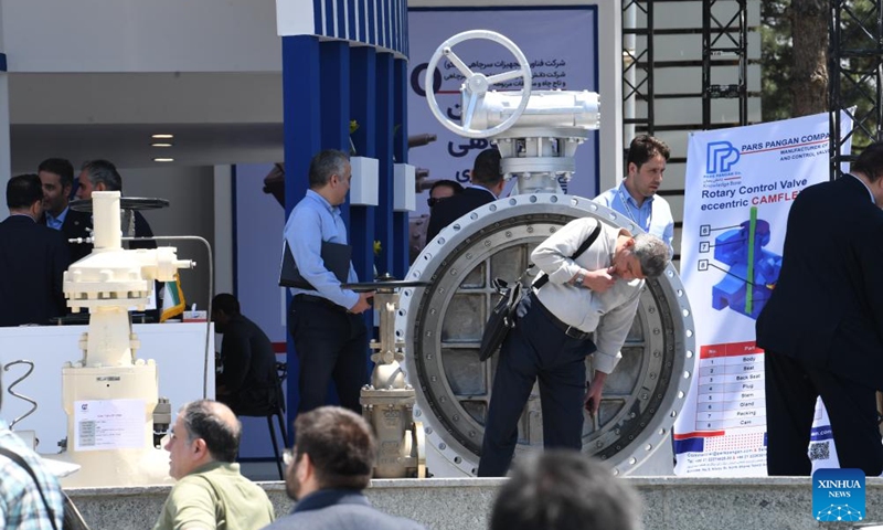 People visit the 29th International Oil, Gas, Refining and Petrochemical Exhibition in Tehran, Iran, on May 8, 2025. The 29th International Oil, Gas, Refining and Petrochemical Exhibition, also known as Iran Oil Show 2025, opened here on Thursday. (Photo: Xinhua)