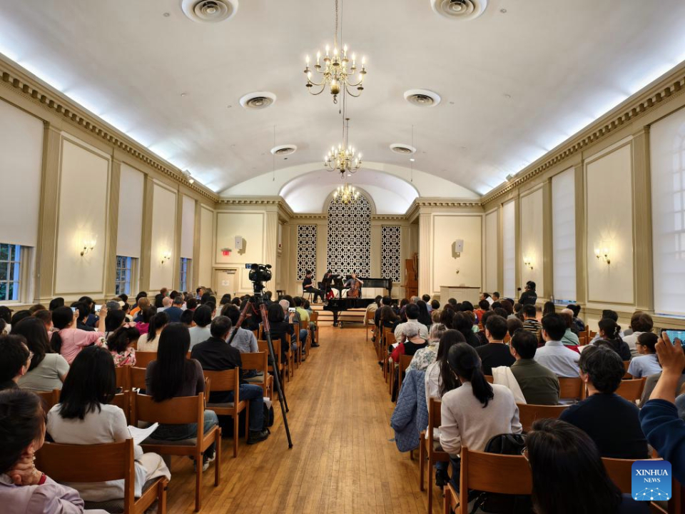 Audience attend a concert hosted by the Westminster Conservatory of Music in Princeton, New Jersey, the United States, on May 10, 2025. (Photo by Benny Xie/Xinhua)