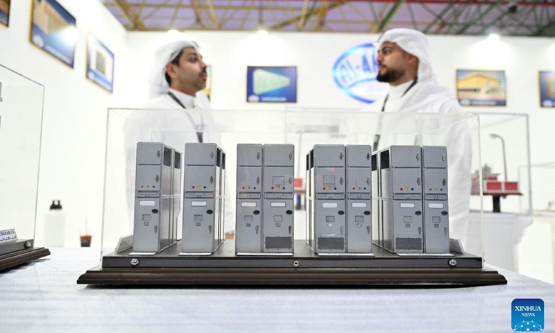 A power station model is seen at the Kuwait Sustainable Energy exhibition in Hawalli Governorate, Kuwait, May 11, 2025.The 3-day exhibition kicked off here Sunday. (Photo by Asad/Xinhua)