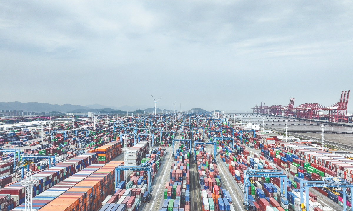 An aerial view of the Meishan port area of Ningbo-Zhoushan Port in East China's Zhejiang Province on May 16, 2025 Photo: Courtesy of Ningbo-Zhoushan Port 