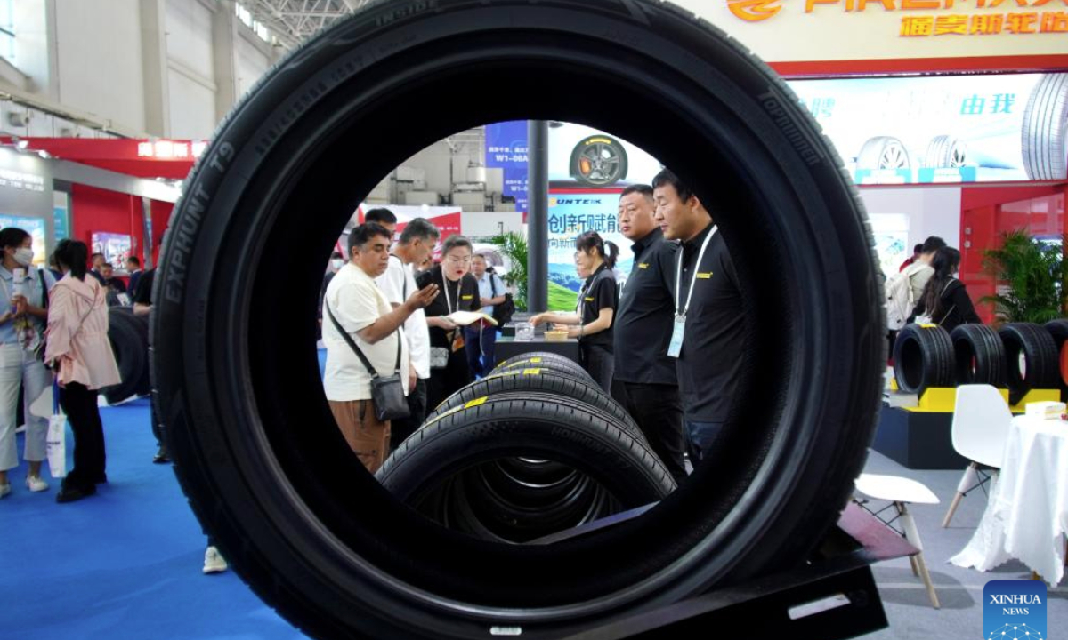 People visit the 15th China (Guangrao) International Rubber Tire & Auto Accessory Exhibition in Dongying City, east China's Shandong Province, May 15, 2025. The exhibition kicked off here on Thursday, showcasing cutting-edge technologies and innovative products across the rubber tire industry.

Featuring over 800 exhibitors, the event has lured professional buyers from more than 70 countries and regions worldwide. (Xinhua/Xu Suhui)