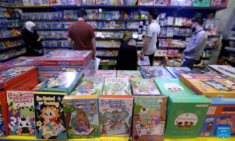 People visit the 66th Beirut Arab Book Fair in Beirut, Lebanon, on May 16, 2025. The book fair is held here from May 15 to 25. (Photo: Xinhua)