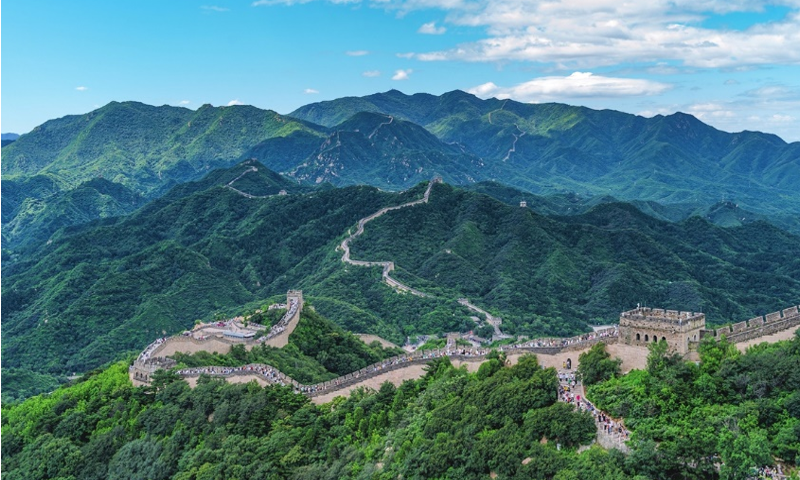 An aerial view of the Badaling section of the Great Wall in Beijing  Photo: VCG
