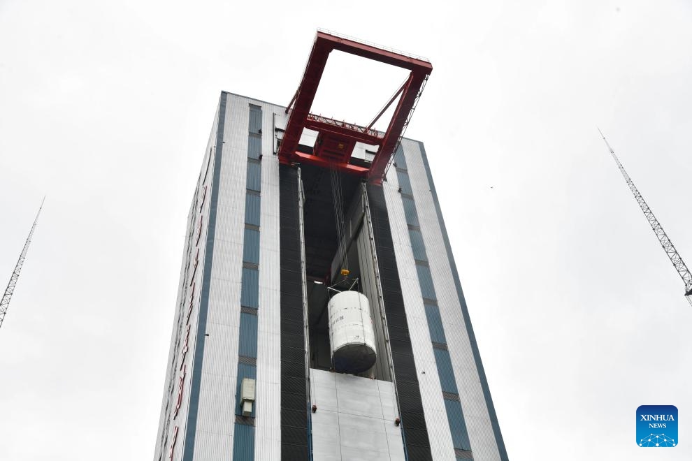 China's Tianwen-2 probe is transported to its launch area, after completing its scheduled assembly, testing and fueling at the technical area of the Xichang Satellite Launch Center in southwest China's Sichuan Province, May 18, 2025. The probe is scheduled for launch at the end of May, according to the China National Space Administration (CNSA) on Sunday. It will subsequently conduct functional checks and joint tests.  (Photo by Shi Yichen/Xinhua)