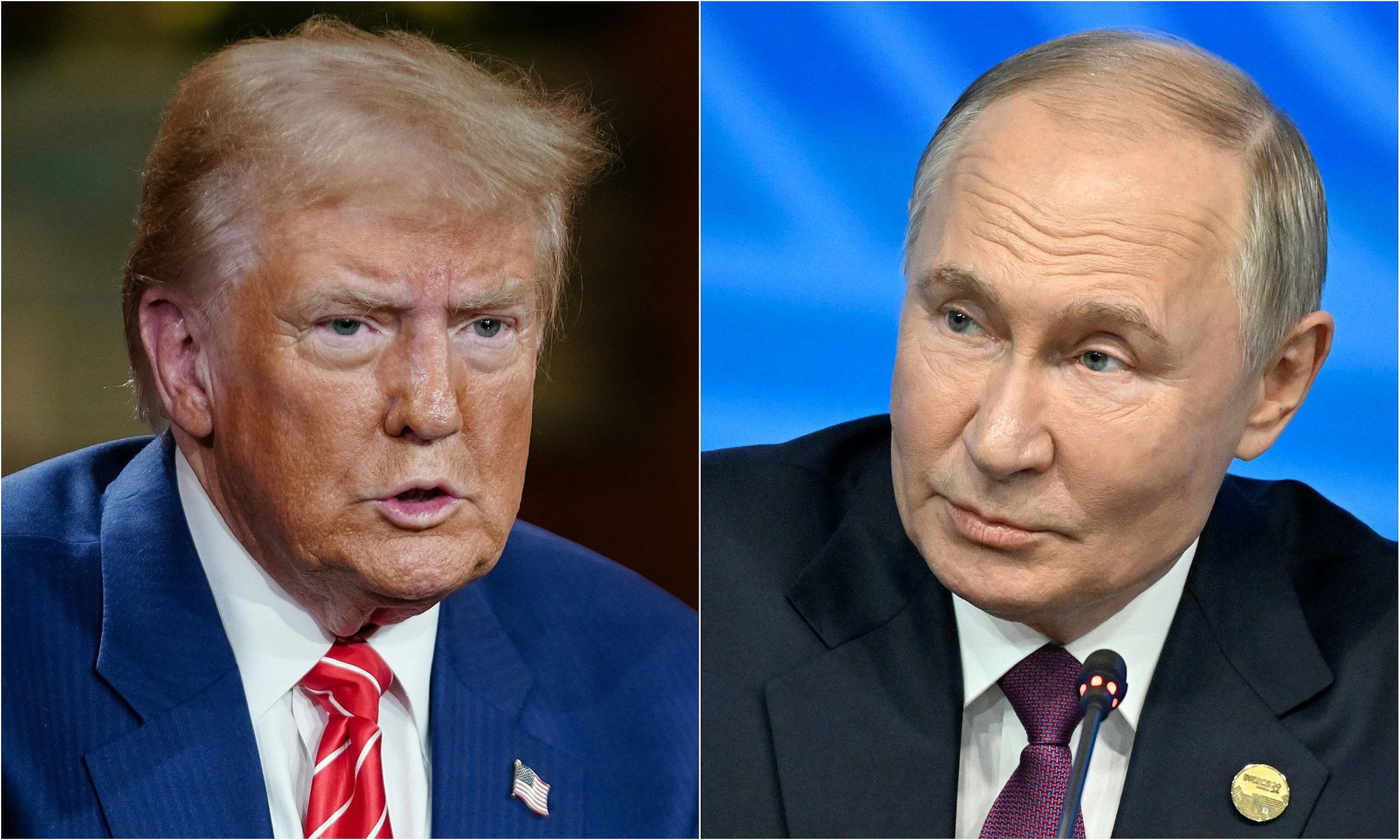 US President Donald Trump?and?and his Russian counterpart Vladimir Putin Photo: VCG