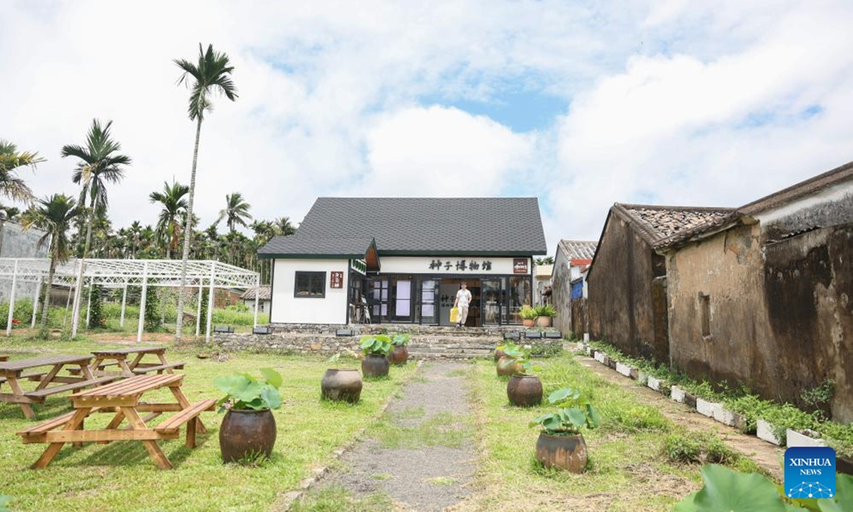 This photo taken on May 15, 2025 shows the Jiusuo seed museum in Jiusuo Village, Fuwen Township of Ding'an County, south China's Hainan Province. Located in Jiusuo Village, Jiusuo seed museum, home to a collection of more than 800 kinds of seeds and specimens, serves as a vivid learning platform for the public through displays, graphic explanation and interactive experiences.
 (Xinhua/Zhang Liyun)