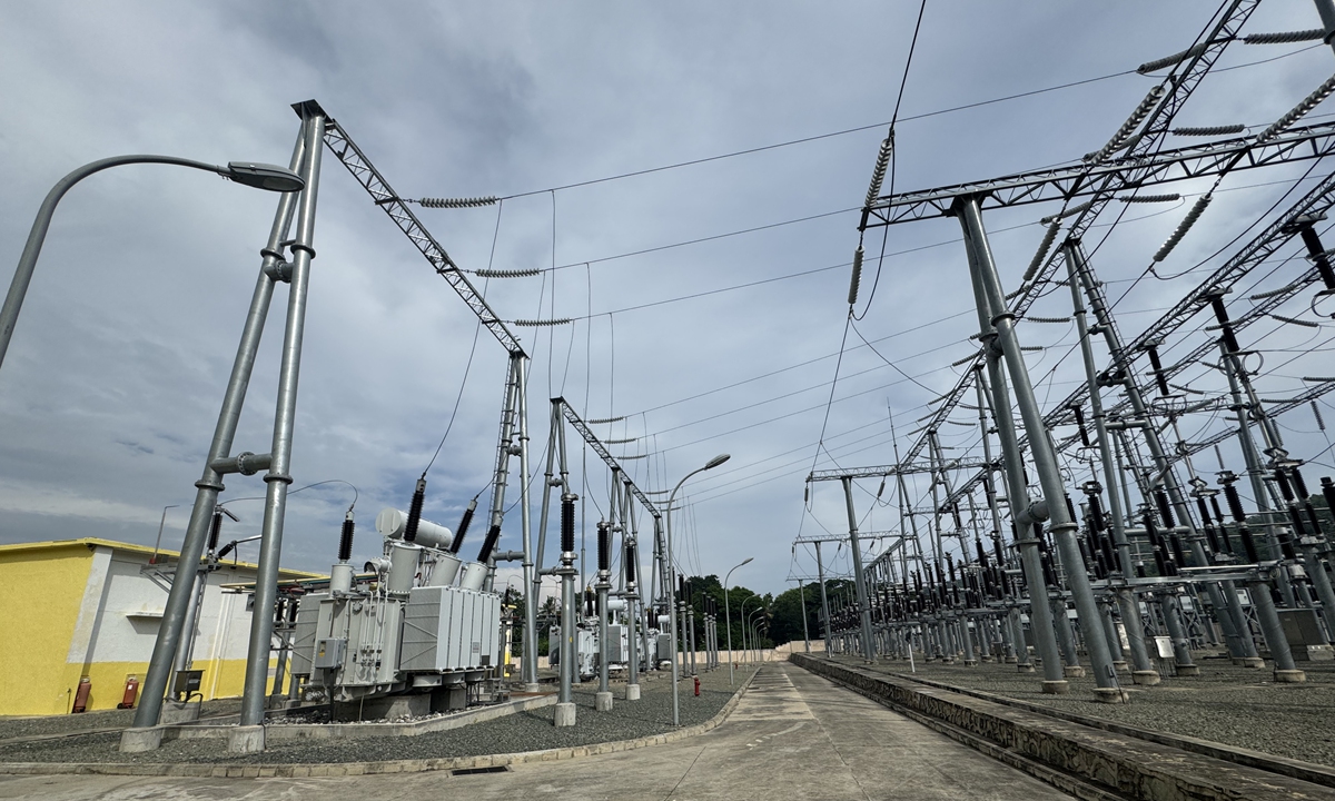 Main transformer and 150kV structure area at Dili substation of the CNI22's national power grid project in Timor-Leste Photo: Xie Wenting/GT
