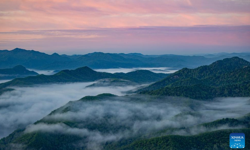 This photo taken on May 21, 2025 shows a sea of clouds seen from the Jinzu Peak in Yichun, northeast China's Heilongjiang Province. Jinzu Peak scenic area attracts numerous tourists with its stunning sunrise and sea of clouds. (Xinhua/Xie Jianfei)