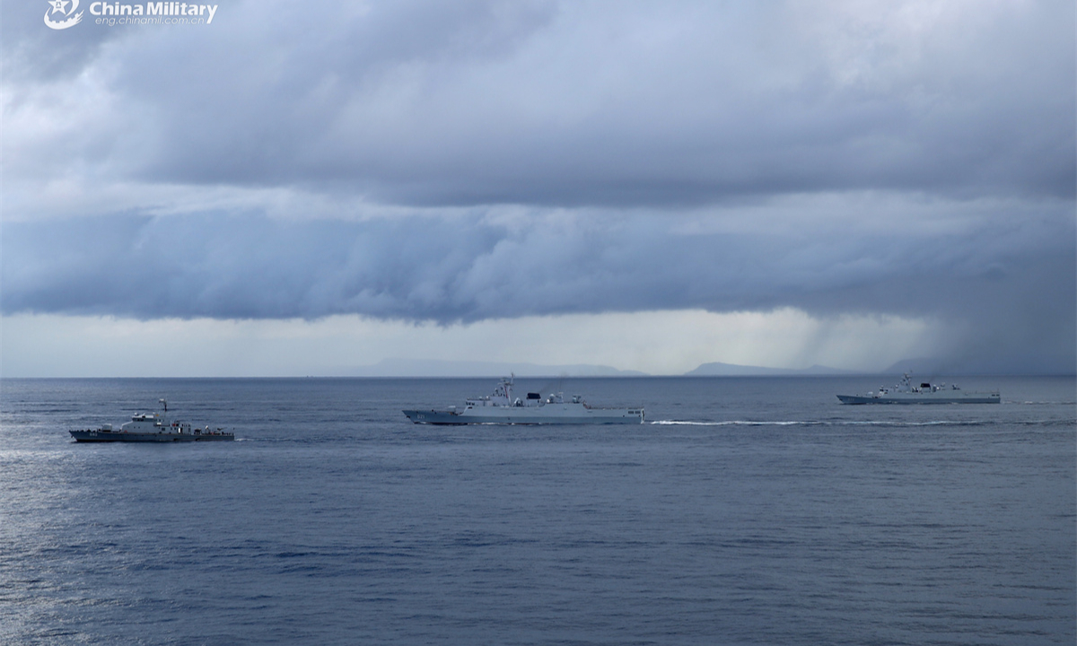 The aerial and maritime live-force drills of the China-Cambodia Golden Dragon 2025 joint exercise kicked off in the sea area and airspace near the port of Sihanoukville in Cambodia on May 26, 2025. The picture shows joint taskforce comprising Chinese and Cambodian naval vessels steaming in formation to the designated sea area. (eng.chinamil.com.cn/Photo by Gan Jun)