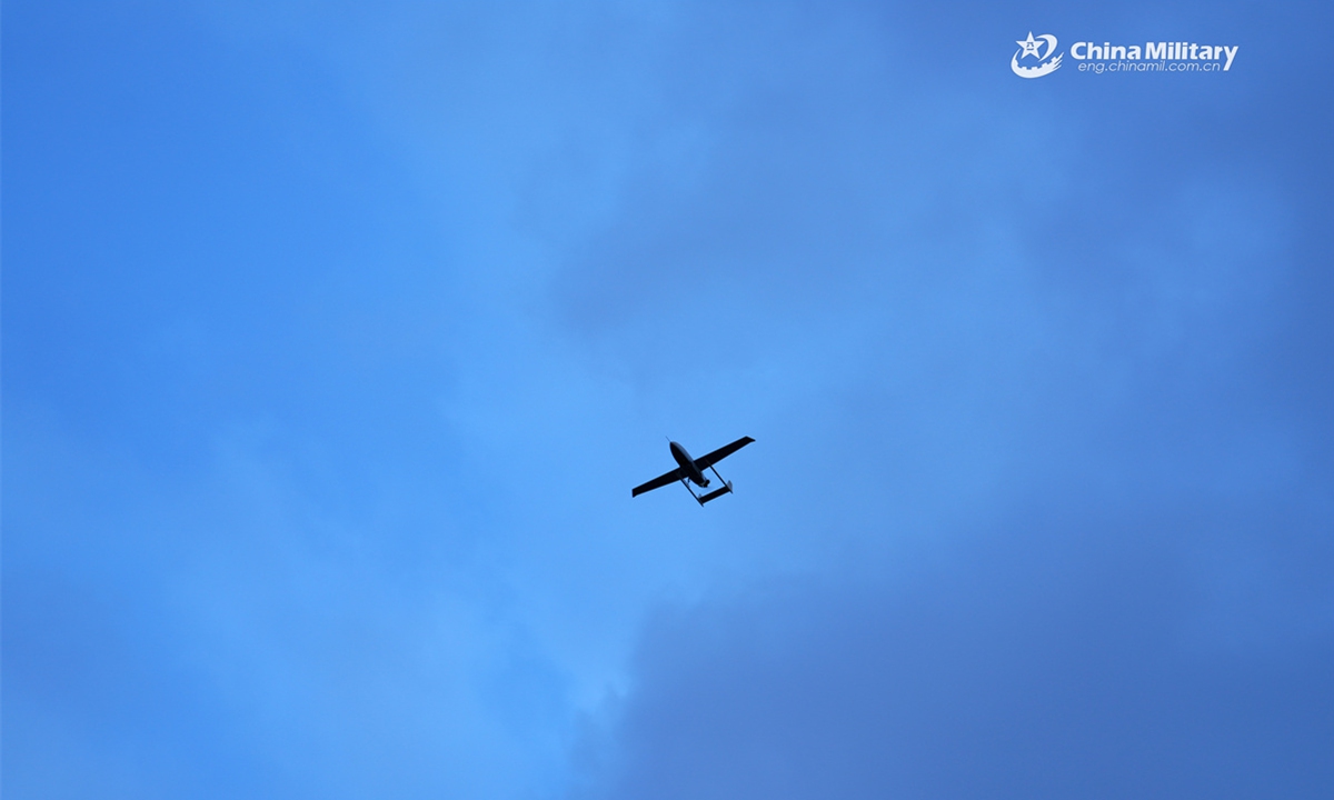 An Unmanned Aerial Vehicle (UAV) attached to a reconnaissance detachment of a brigade under the Chinese PLA 81st Group Army takes off for an UAV reconnaissance training exercise in mid-May, 2025. (eng.chinamil.com.cn/Photo)