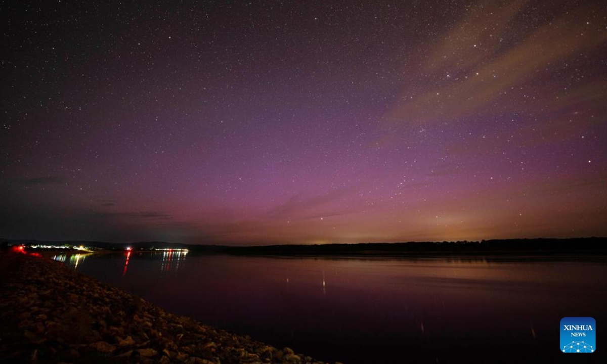 This photo taken on June 2, 2025 shows a view of aurora in Heihe City, northeast China's Heilongjiang Province. (Photo by Ma Yong/Xinhua)