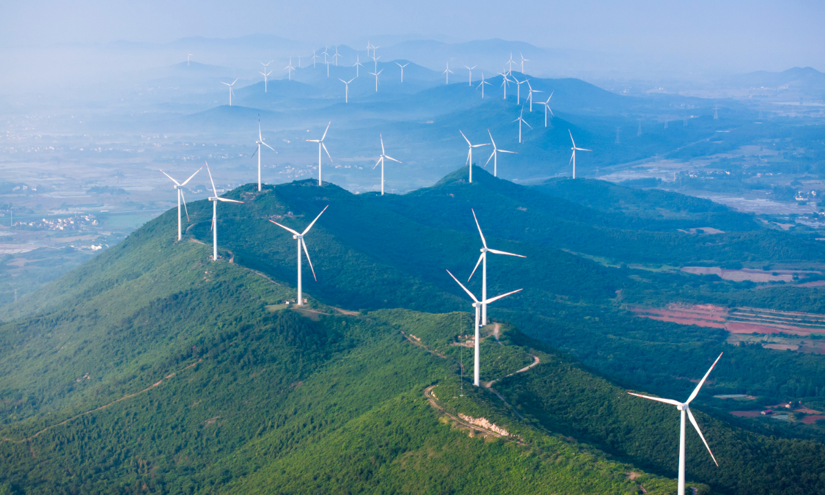 Wind farm operated by Huadian Fuxin Energy Corporation Limited in Wuhu, East China's Anhui Province on June 4, 2025. Photo: VCG