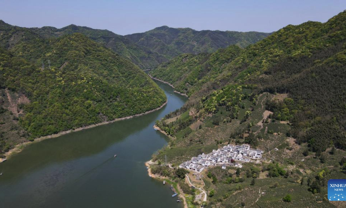An aerial drone photo shows a view of Houkeng Village of Huangshan, east China's Anhui Province, April 15, 2025.

Taiping Houkui is a renowned green tea from Anhui, known for its flat, elongated leaves. Grown in Huangshan's pristine environment, it undergoes meticulous hand-processing, including pan-firing and careful drying. The tea offers a unique aroma, mellow taste, and sweet aftertaste. The making technique of Taiping Houkui was listed as one of the national intangible cultural heritages in 2008. (Xinhua/Zhou Mu)