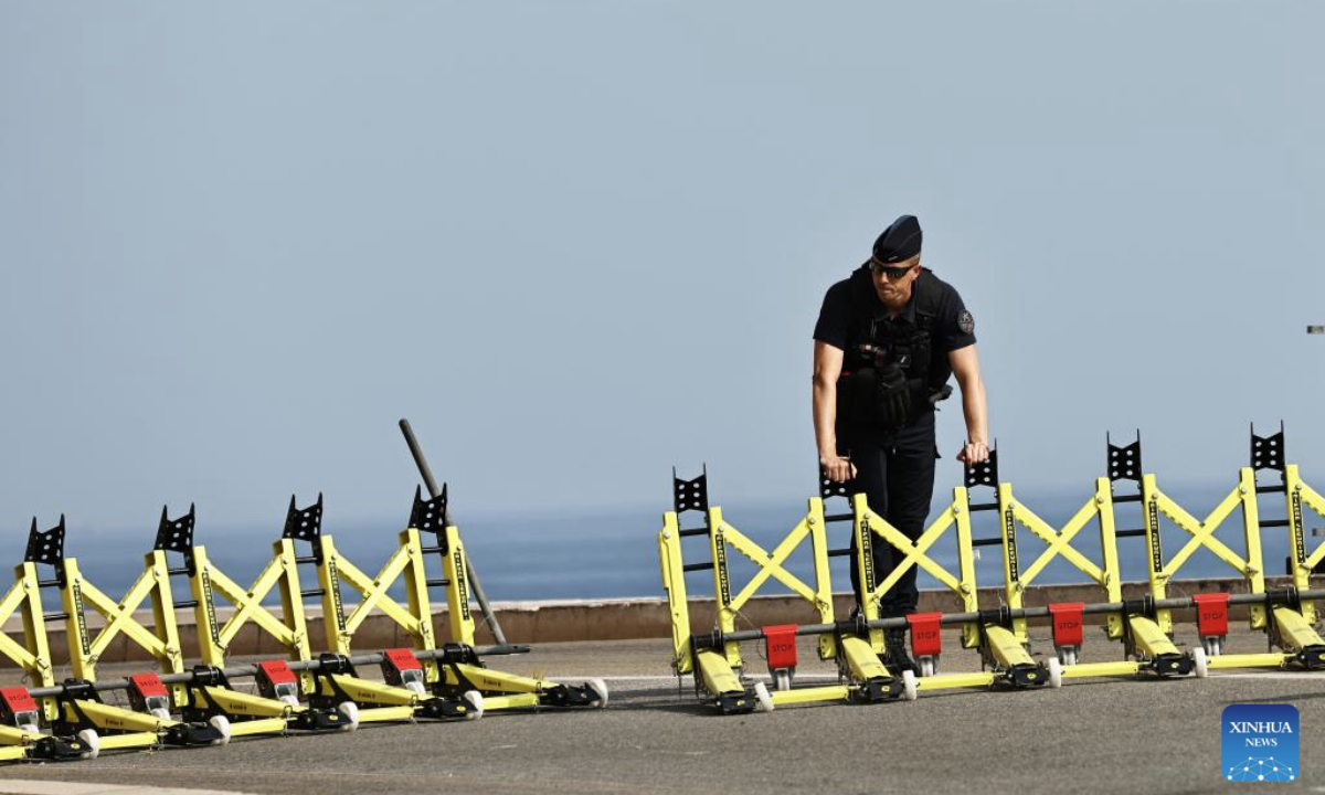 A police officer stands guard near the venue of the third United Nations Ocean Conference (UNOC3) in Nice, France, June 10, 2025. The UNOC3 opened on Monday in Nice, a coastal city in southern France, under the theme of Accelerating action and mobilizing all actors to conserve and sustainably use the ocean. (Xinhua/Gao Jing)