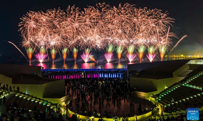 Fireworks light up the sky during the Eid al-Adha celebrations in Doha, Qatar, June 6, 2025. (Photo: Xinhua)