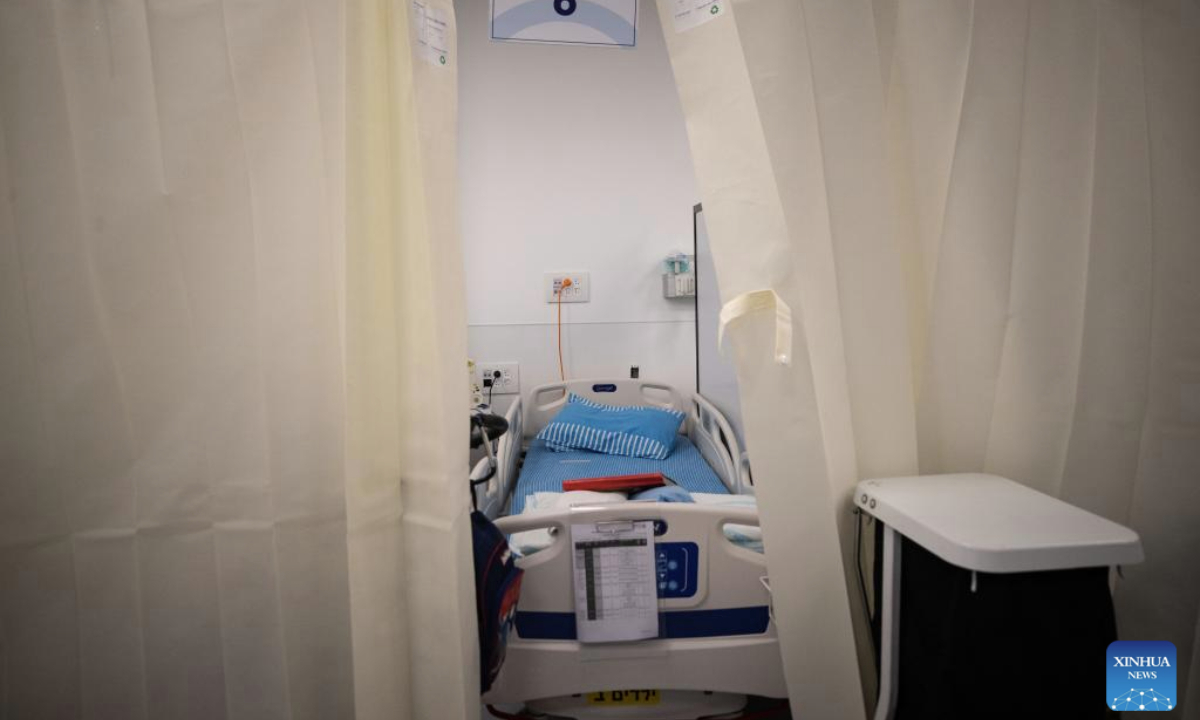 This photo taken on June 23, 2025 shows an underground wartime medical zone at Sheba Medical Center in Ramat Gan, Israel. A wartime medical zone has been established at Sheba Medical Center in Ramat Gan of Israel, amid ongoing missile attacks during the Iran-Israel conflict. The hospital has opened six reinforced units, including five underground and one above-ground facility, designed to offer up to 700 beds and relocate patients and departments from unfortified areas. (Xinhua/Chen Junqing)