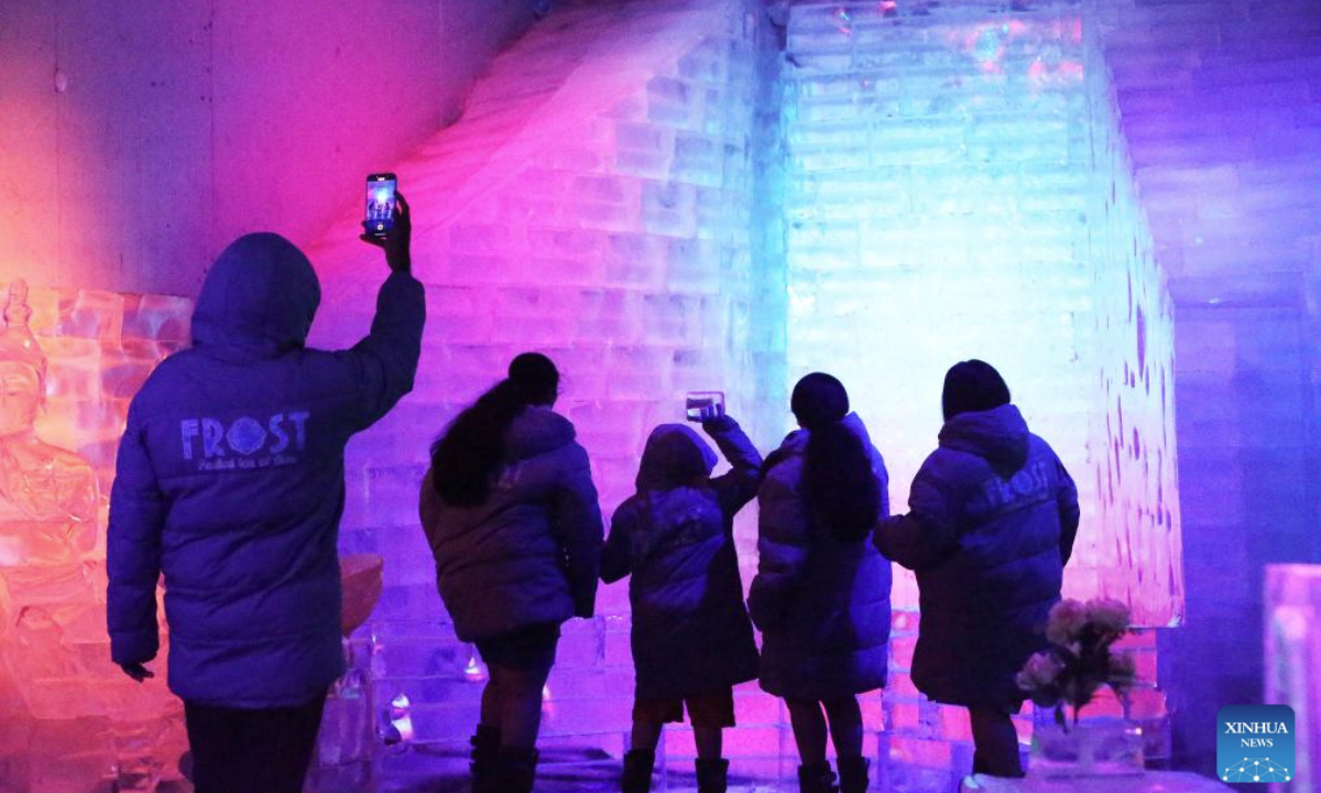 Tourists visit the Frost Magical Ice of Siam in Chonburi Province, Thailand, June 10, 2025. The Frost Magical Ice of Siam, covering an area of 30,000 square meters, is kept at a temperature of minus 10 degrees Celsius. (Xinhua/Rachen Sageamsak)