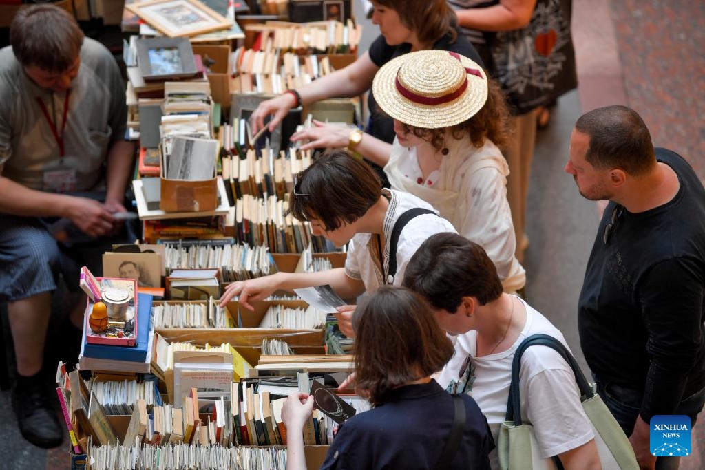 People select books at the annual book festival in GUM Department store near the Red Square in Moscow, Russia, on June 7, 2025. (Photo: Xinhua)