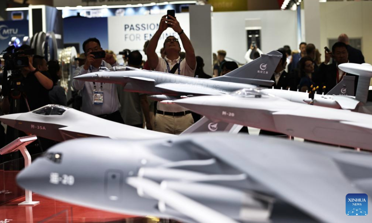 People visit the booth of Aviation Industry Corporation of China (AVIC) during the 55th Paris Air Show at Le Bourget Airport near Paris, France, June 17, 2025.

The 55th edition of the Paris Air Show officially opened on Monday and will run until June 22. China is showcasing some of its top aviation products at the exhibition. (Xinhua/Gao Jing)