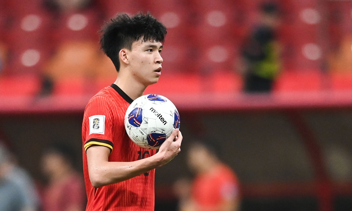 Inset: Football player Wang Yudong 