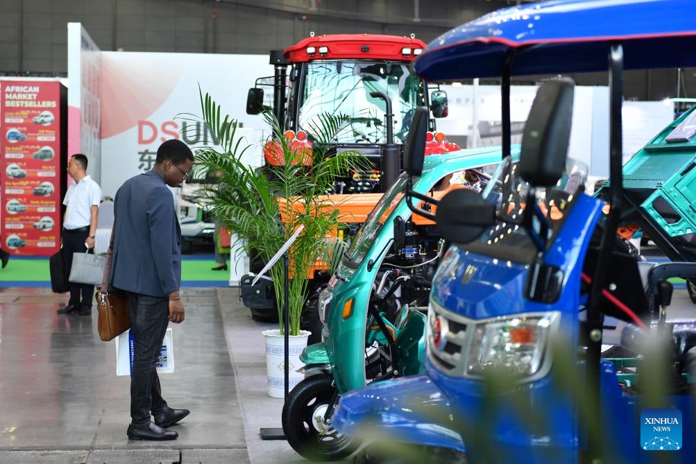 A visitor views agricultural machines during the fourth China-Africa Economic and Trade Expo at Changsha International Convention and Exhibition Center in Changsha, central China's Hunan Province, June 14, 2025. The fourth China-Africa Economic and Trade Expo opened Thursday in the central Chinese city of Changsha, highlighting the commitment of the world's largest developing country to strengthening ties with Africa, the continent with the largest number of developing nations. (Photo: Xinhua)