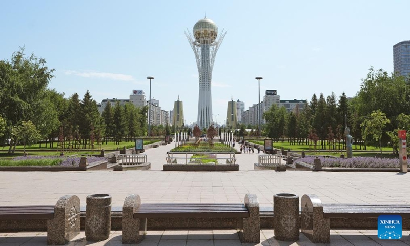 This photo taken on June 14, 2025 shows the Baiterek Tower in Astana, Kazakhstan. (Photo: Xinhua)