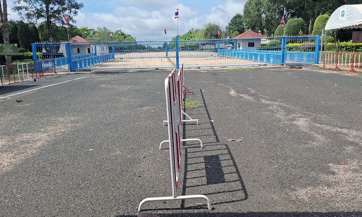The pictured is the gate of the closed checkpoint at the Chong Sai Taku border crossing on the Thai-Cambodian border on June 22, 2025. Thailand's Second Army Region's commander Boonsin Padklang has issued the order to shut down the Chong Sai Taku crossing point on the border with Cambodia to ensure public safety. Photo: VCG