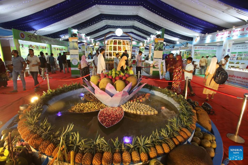 People visit a fruit fair in Dhaka, Bangladesh, on June 20, 2025. A three-day national fruit fair concluded in Dhaka on Saturday. (Photo: Xinhua)