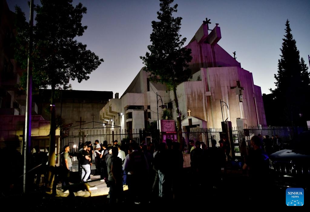 People gather outside the Mar Elias Church, where a suicide bombing took place, in the Dweilaa district on the outskirts of Damascus, Syria, June 22, 2025. A suicide bomber stormed a crowded church in the Syrian capital Damascus during Sunday mass, opening fire on worshippers before detonating his explosives, killing at least 19 people and injuring dozens more, security sources and a monitoring group said. (Photo: Xinhua)