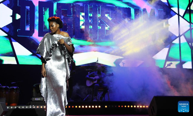 A singer performs on stage during the 2025 Benin Music Festival in Cotonou, Benin, June 21, 2025. (Photo: Xinhua)